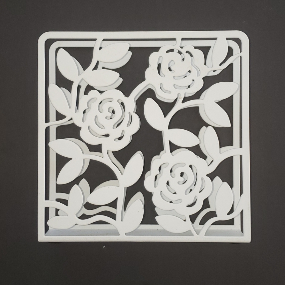 NWT IKEA White Metal Floral Napkin Holder